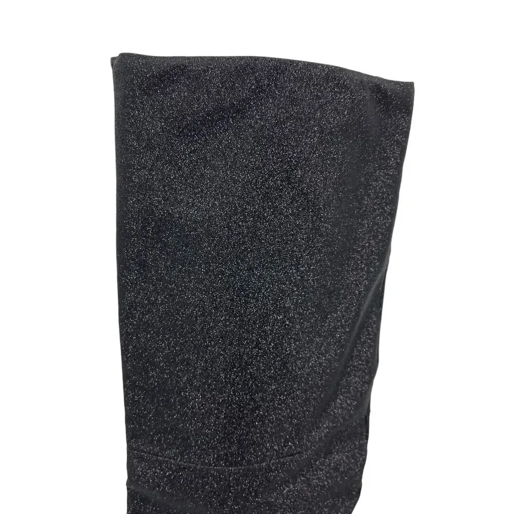 Good American Over‎ The Knee Slouch Boot in Black Glitter Size 6.5 NEW